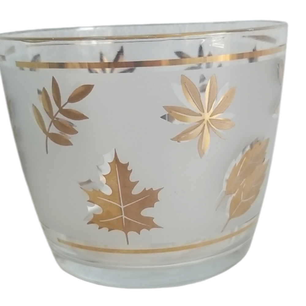 Vintage Libbey Gold Foliage Ice Bucket